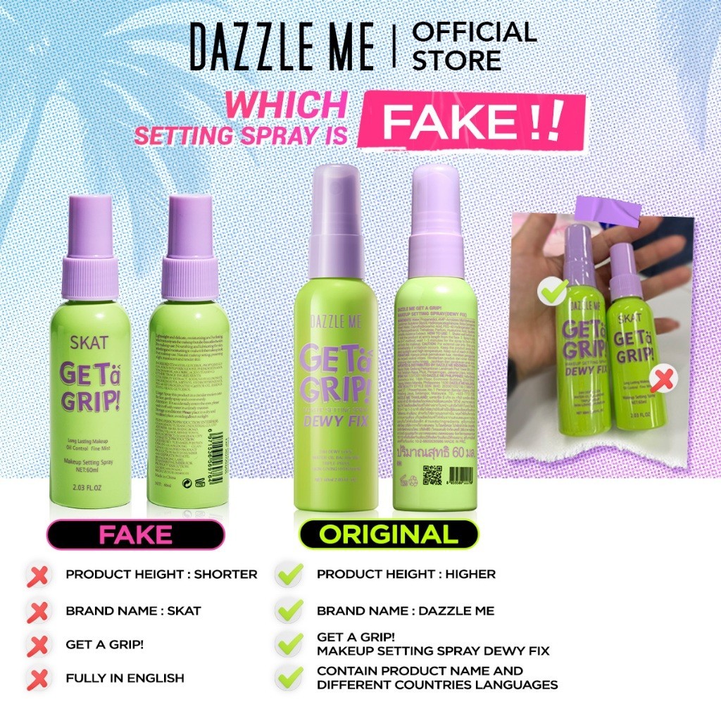 [ready] Dazzle Me Get A Grip Makeup Setting Spray Dewy Fix Glow 