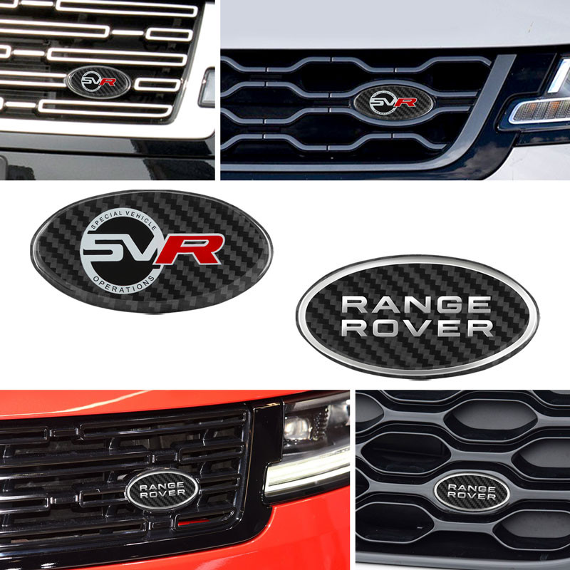 Car Grille Carbon Fibre Emblem SVR Logo Badge Sticker For Land Rover ...