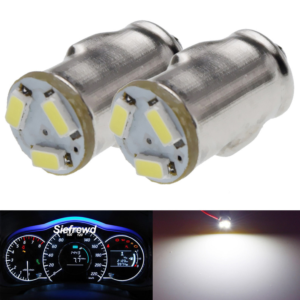 2Pcs BA7S LED Bulb White 3014 3SMD Car Interior Dashboard Gauge Warning ...