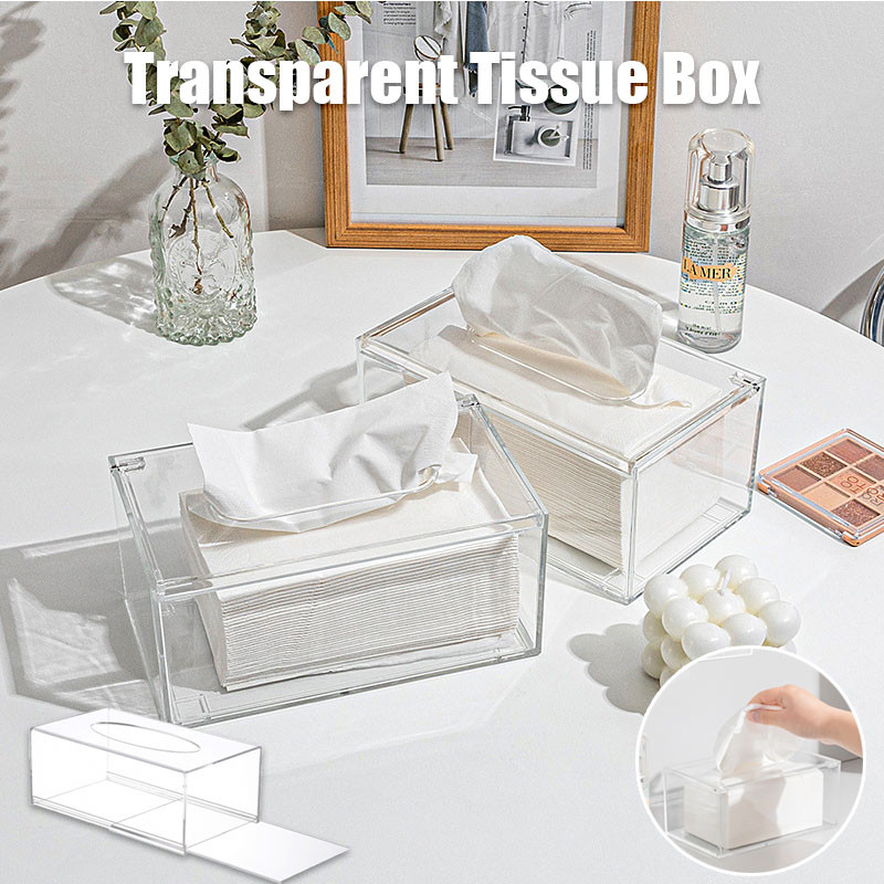 COD Transparent Tissue Box Acrylic Paper Dispenser Wipes Napkin Holder ...