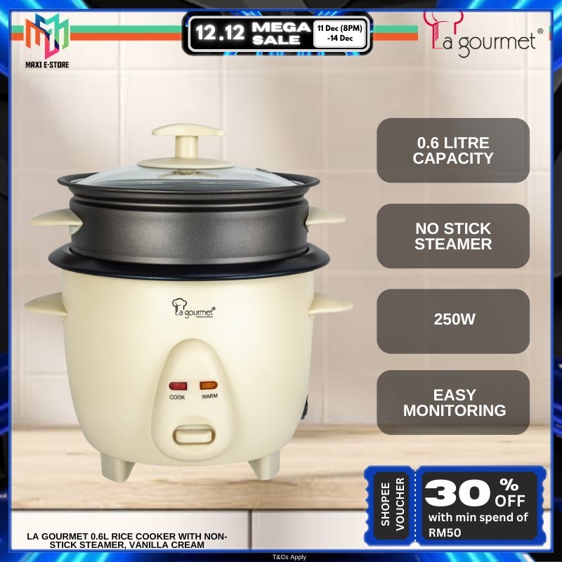 La gourmet RC06B 0.6L Rice Cooker with Non-stick Steamer Easy ...