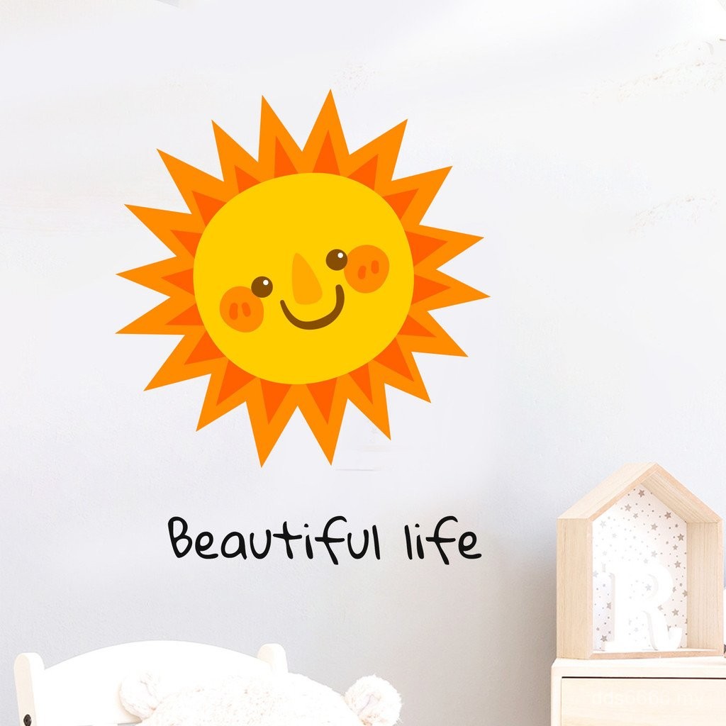 Creative Sun Smiley Face Beautification Stickers Bedroom Room Living ...