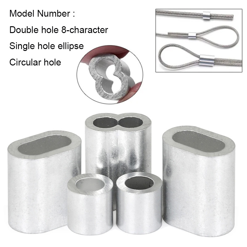Pack of 5-500pcs Aluminum Wire Rope Sleeves with Quick Release Oval ...