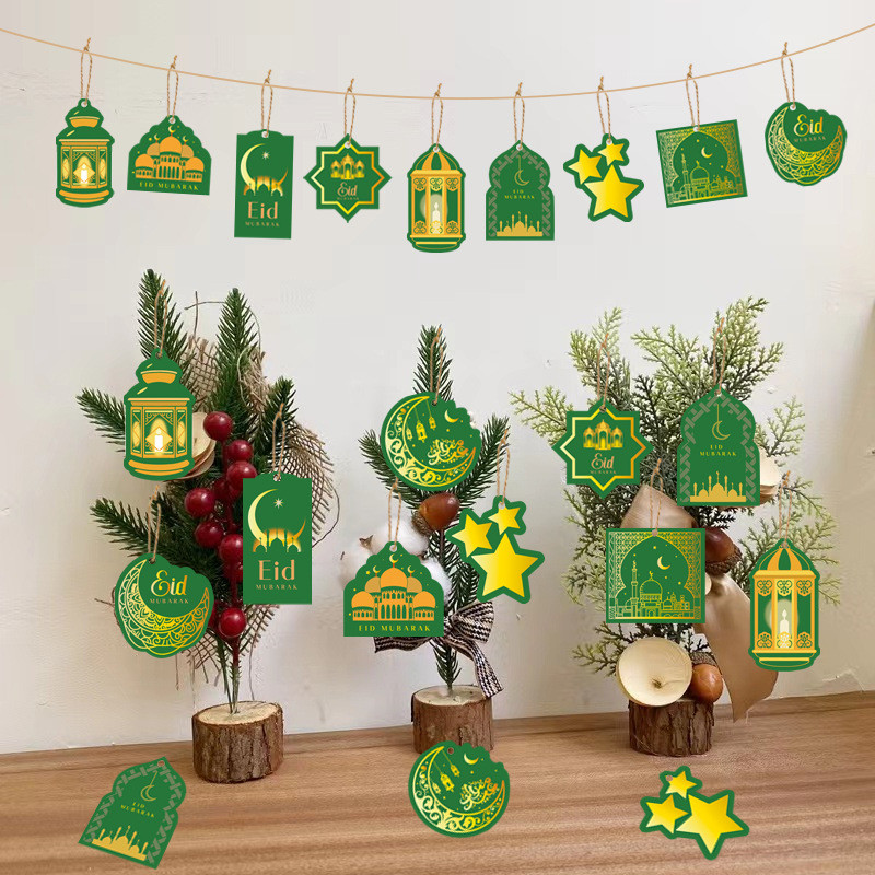 10Pcs Eid Decoration Paper Pendant 2026 Hari Raya Decoration Potted ...