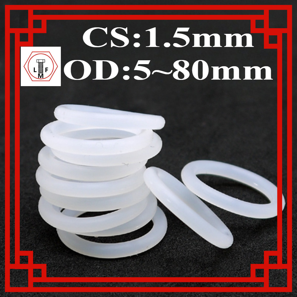 50/100 Pz Guarnizione O-Ring In Silicone Alimentare Bianco CS 1mm OD 3~50mm Rondella Impermeabile Isolante In Gomma Forma O VMQ O Rings-OD 3mm ID 1mm,100Pcs,CS 1.0mm - Foto 5