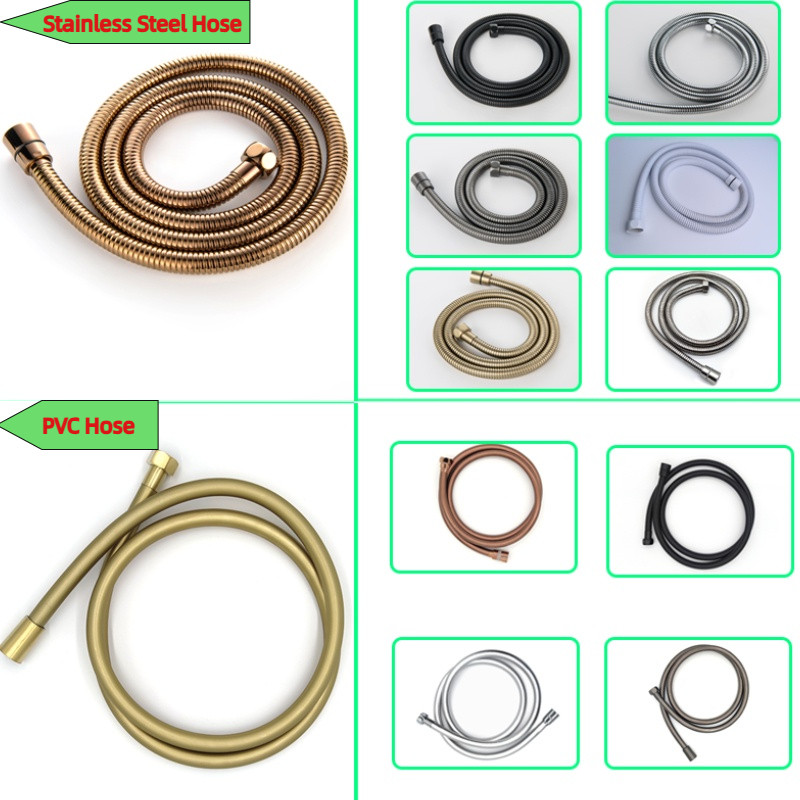 Stainless Steel/PVC 1.5M Shower Flexible Hose Chrome Shine Matt Black ...