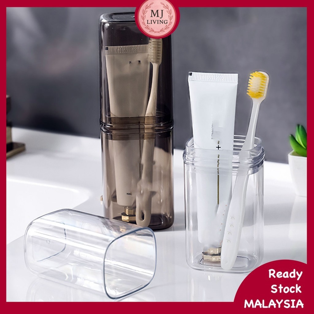 2 IN 1 Toothbrush Storage Cup Toothpaste Holder Travel Portable ...