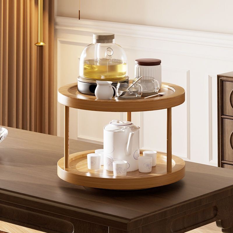 Rotating Shelf Tea Organiser Double Turntable Tea Table Cup Holder ...
