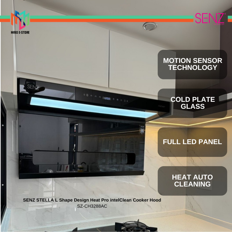 Senz SZ-CH3288AC STELLA L Shape Design Heat Pro intelClean Cooker Hood ...