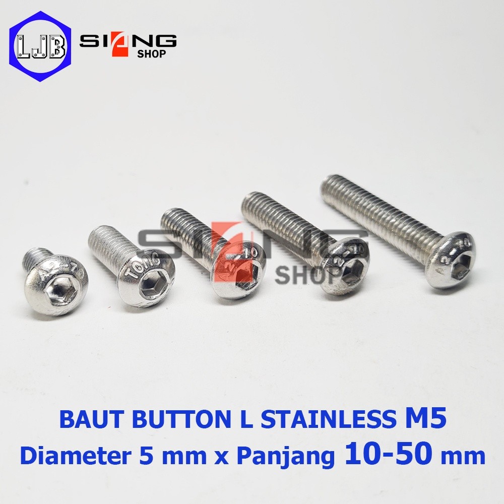 Button Bolt L M5 Stainless 304 A2-70 Length 10 to 50 mm | Shopee Malaysia