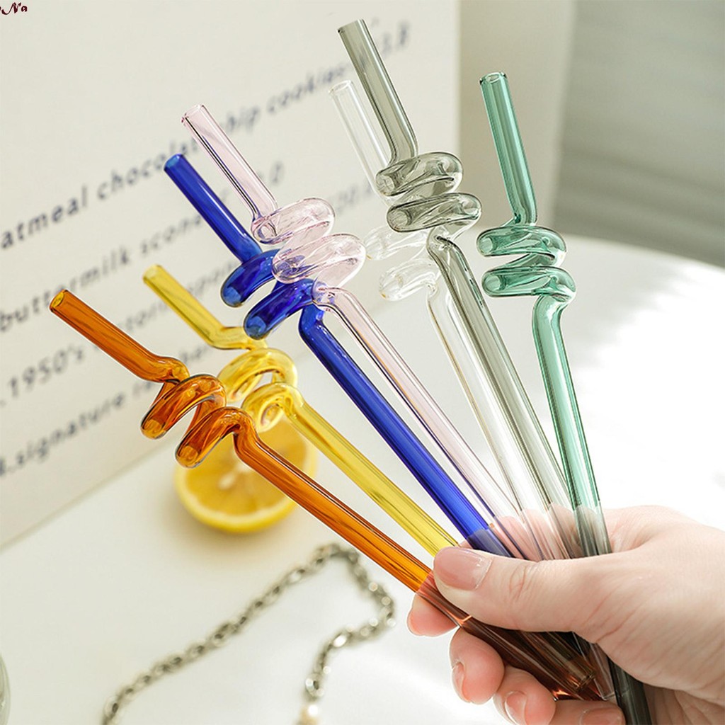 Reusable Drinking Glass Straws Simple Structure Transparent Glass Straw ...