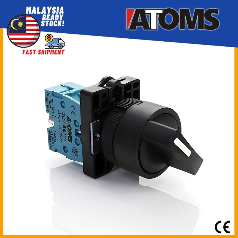 ATOMS XB2 22mm 2 Way On Off Selector Switch With 1N/O Contact Block 2 ...
