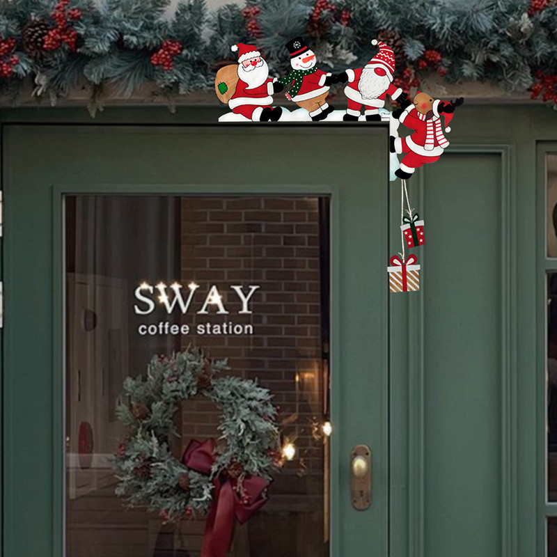 Wooden Santa Claus Christmas Door Frame Christmas Decorations For Home
