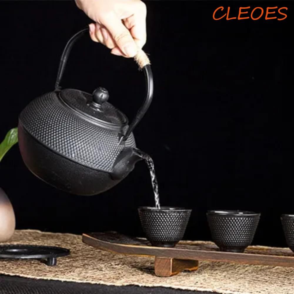CLEOES Tea Kettle, Fast Heat Conduction Rope Wrapping Handle Cast Iron ...