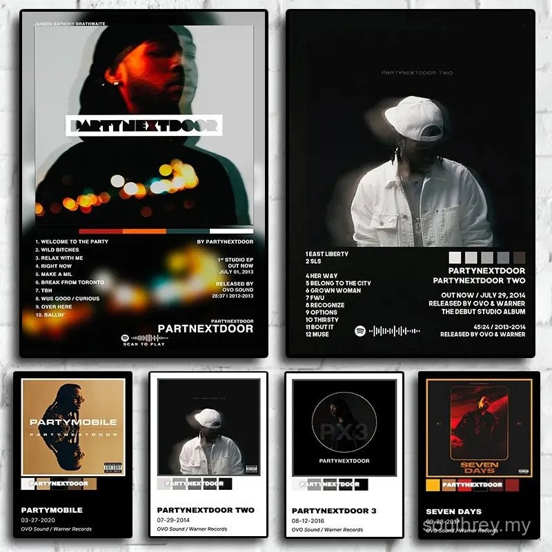 Retro Music Album Cover Posters Pop Hip Hop Rapper Partynextdoor Canvas ...