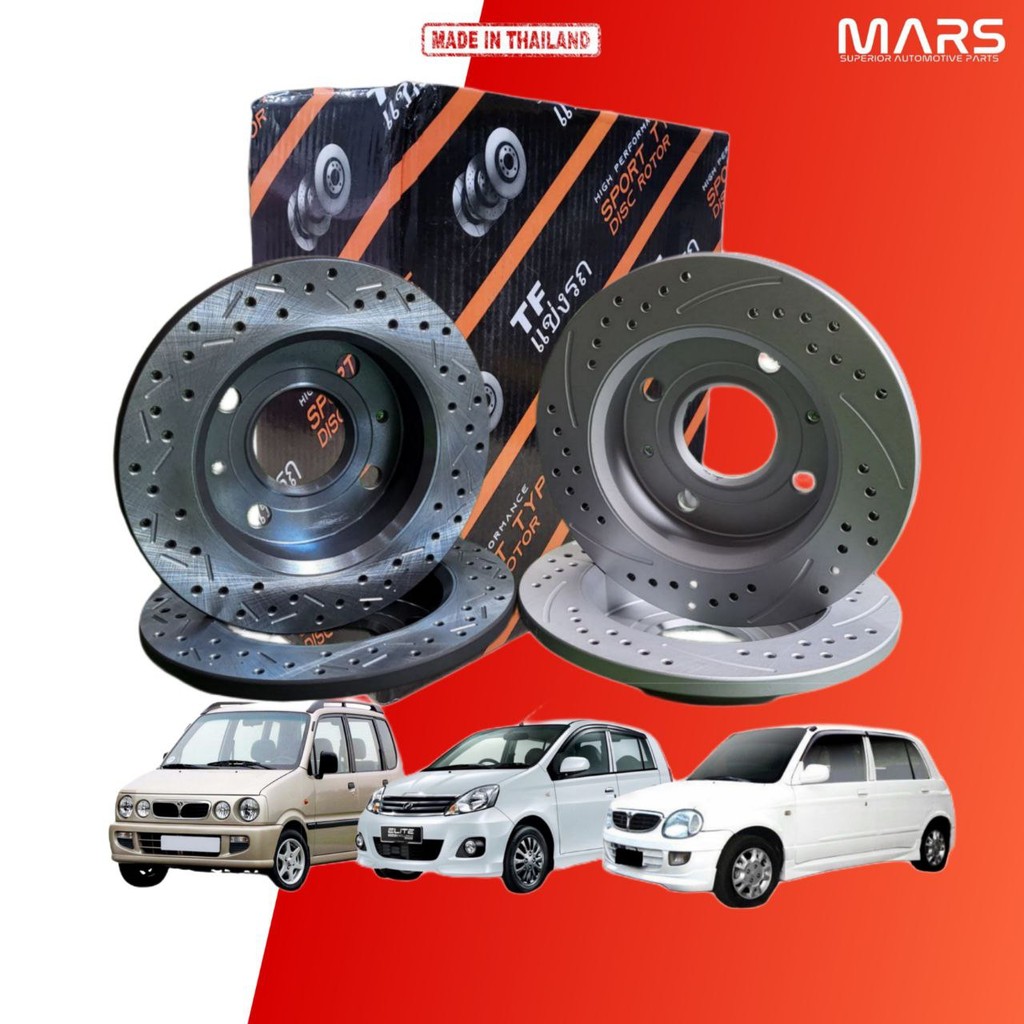 ORIGINAL TF THAILAND DRILLER & SLOTTED SPORT DISC ROTOR - PERODUA ...