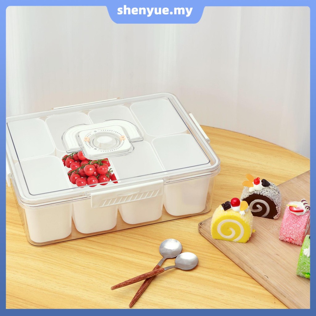 Divided Snack Box with Lid Rectangle Divided Serving Tray with Handle 8 ...