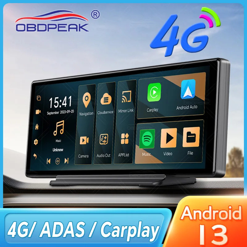 OBDPEAK K50 10.26'' Dashboard 4G+64G Android 13 AI Screen Dash Cam GPS ...