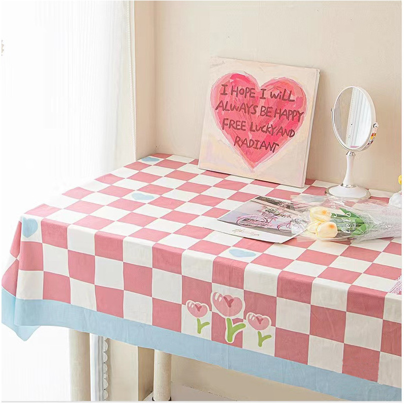 Table Cloth Japanese Style Plaid Tablecloth Student Dormitory Desk ...