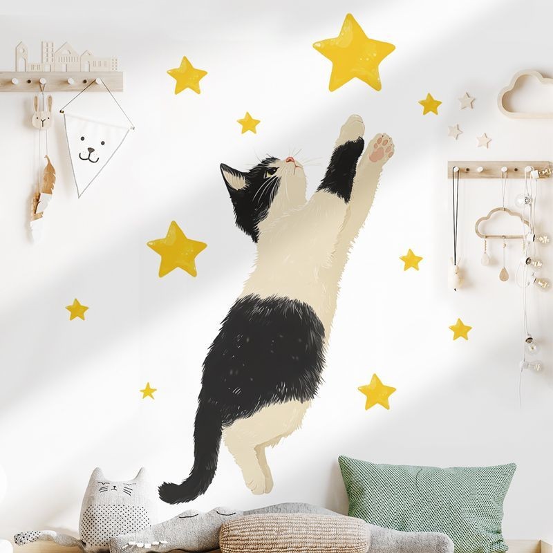 Cute Cat Pattern Wall Beautification Decoration Sticker-Pet Shop Wall ...