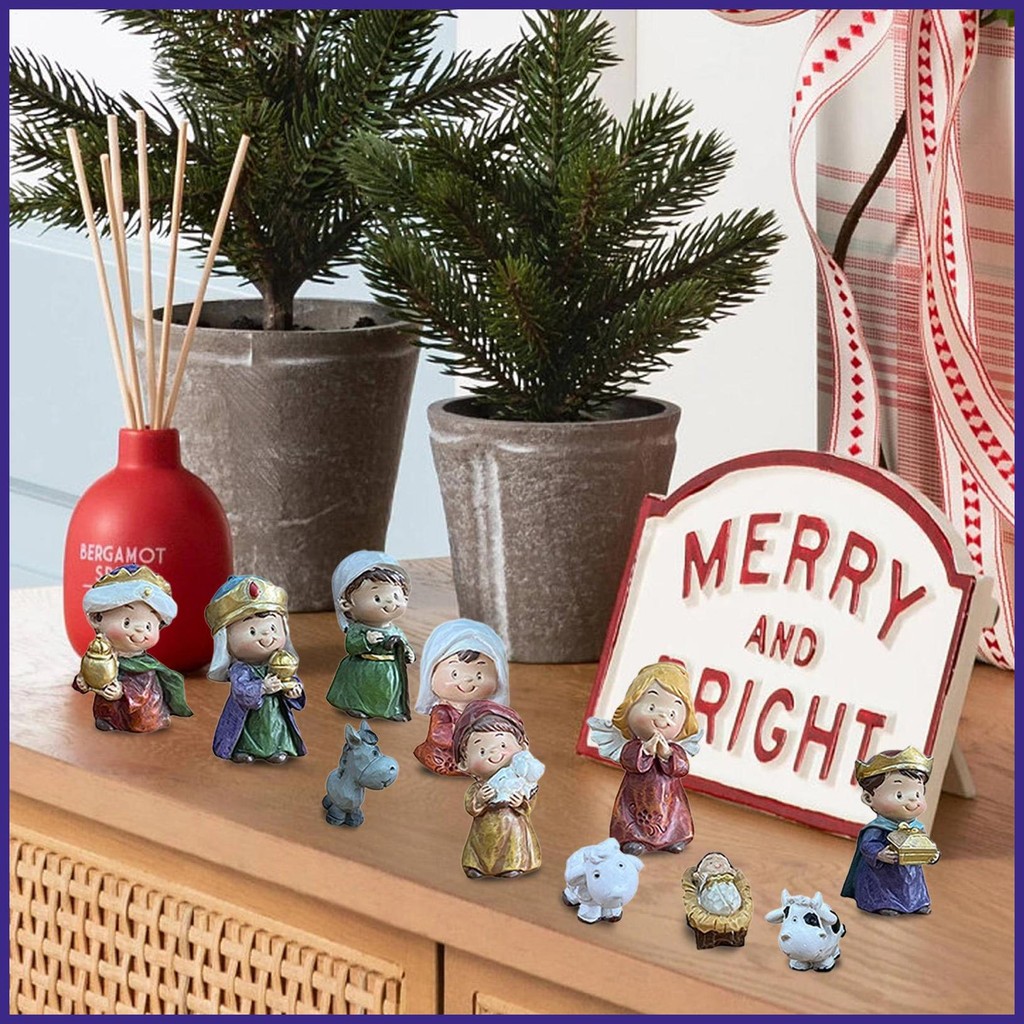 Nativity Scene Set Nativity Tabletop Scenes Set Of 11 Resin Christmas ...