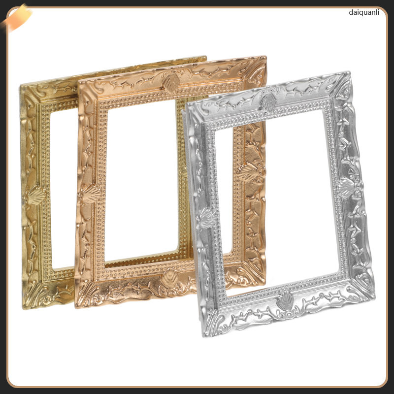 3 Pcs Small Frames Miniature Picture Model Decoration Crafts Gold ...