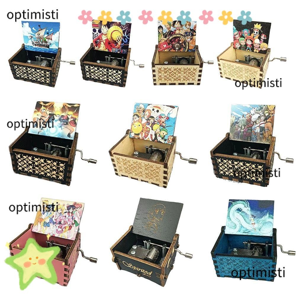 OPTIMISTI Wooden Music Box, Fashion Hand Crank Carved Musical Box, One ...