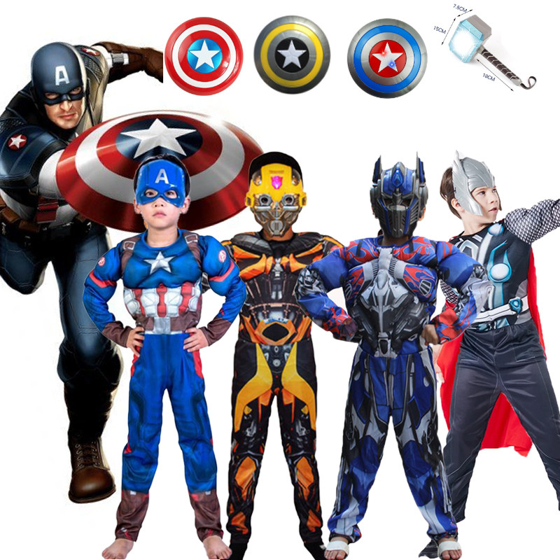 Kids Unisex Superhero Muscle Costume – Batman Spiderman Superman Ironman – Book Week