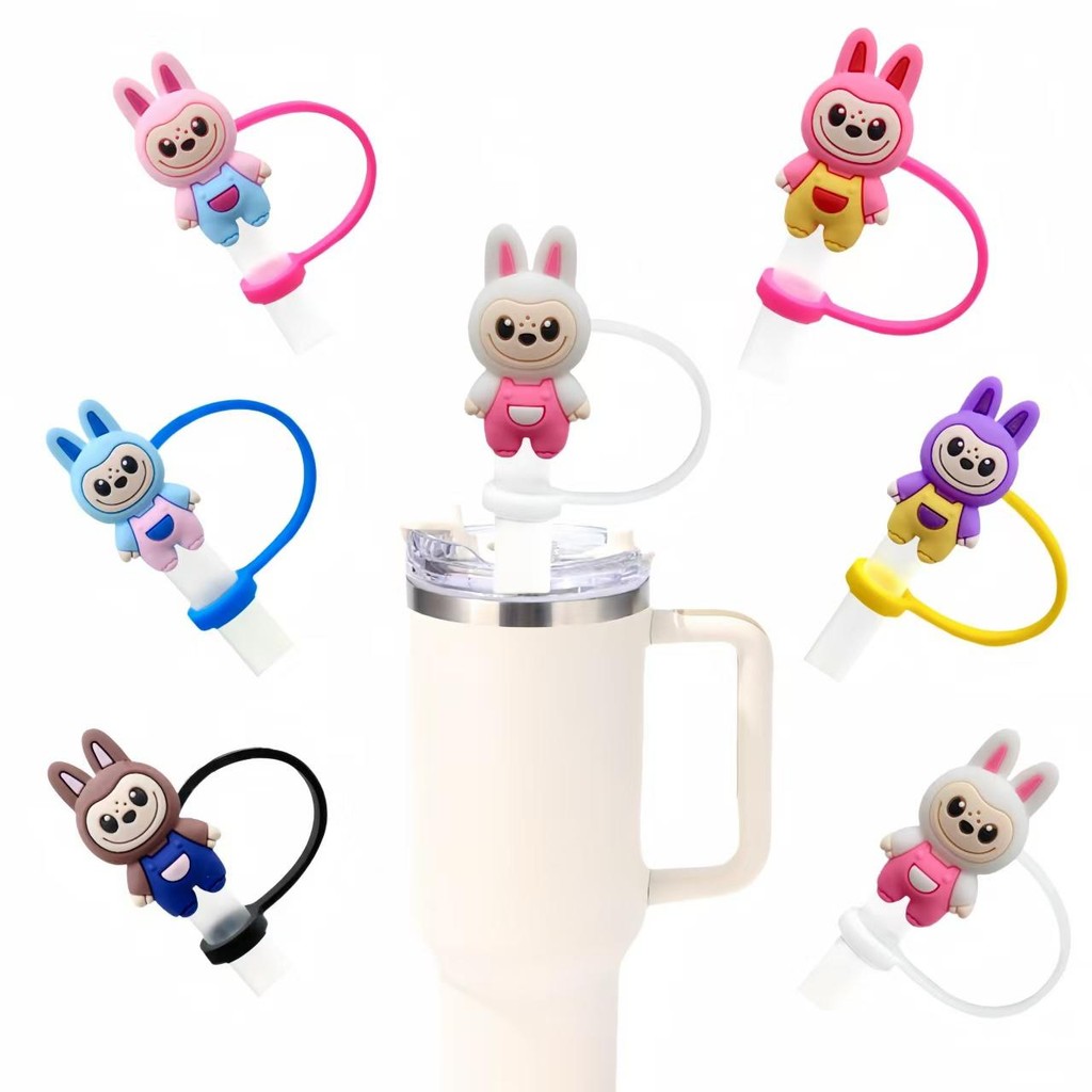 Labubu cartoon straw cap 8mm caliber Labubu straw decorative buckle ...