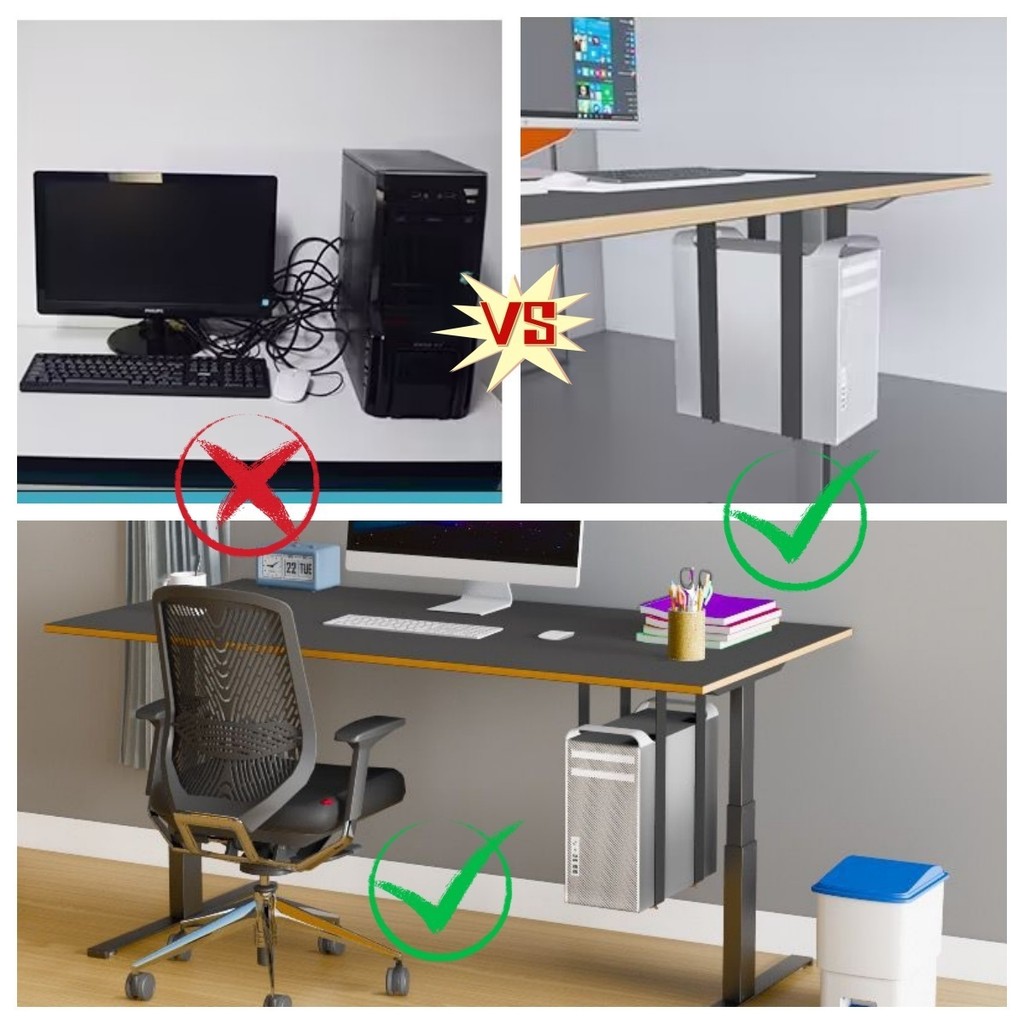 Adjustable Under Desk PC Mount Rack Computer CPU Hanging Holder Desktop ...
