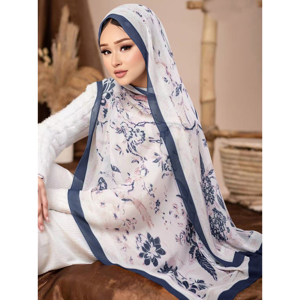 Khimar Malaysian Chiffon Printed | خمار ماليزي مربع منقوش main image 0