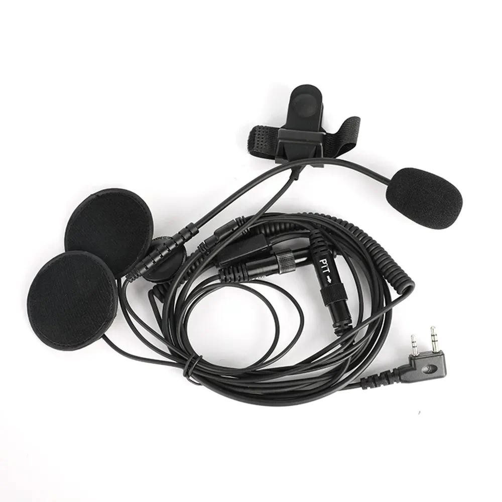 2 Pin Helmet Headset PTT Motorcycle Headphone For Walkie Talkie Kenwood ...