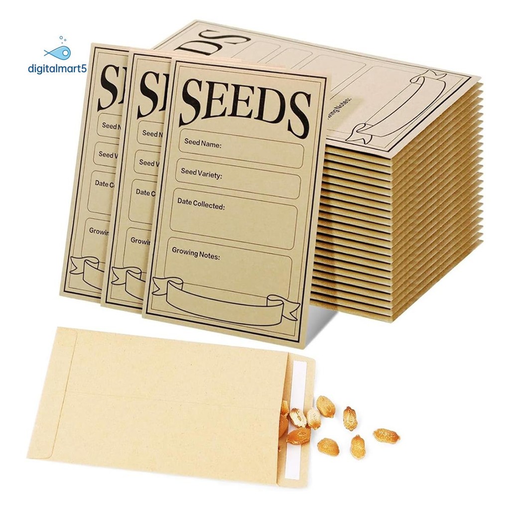 100PCS Seed Packets Envelopes: Self Sealing Kraft Small Seed Envelopes ...