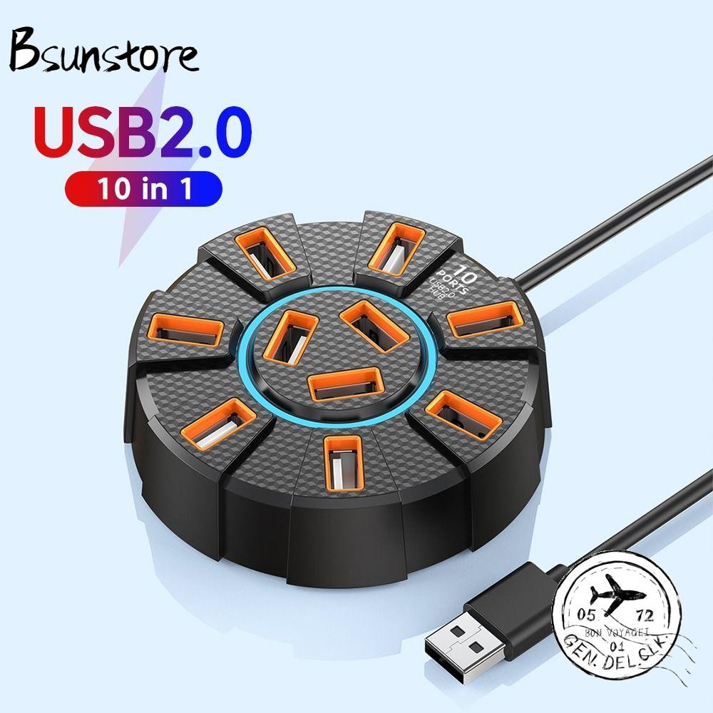 BSUNS1 USB Hub, USB 2.0 High Speed USB Splitter, Portable 10 Ports ...