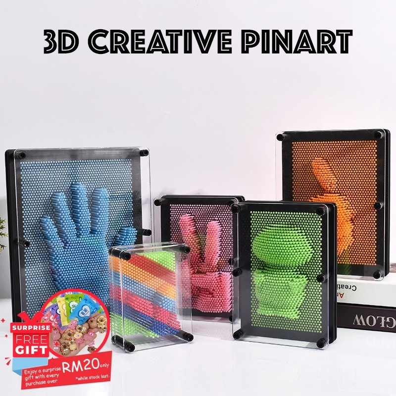 Pin Art Creative 3D Puzzle Toy Stress Relief Hand Mold Shape Colourful ...