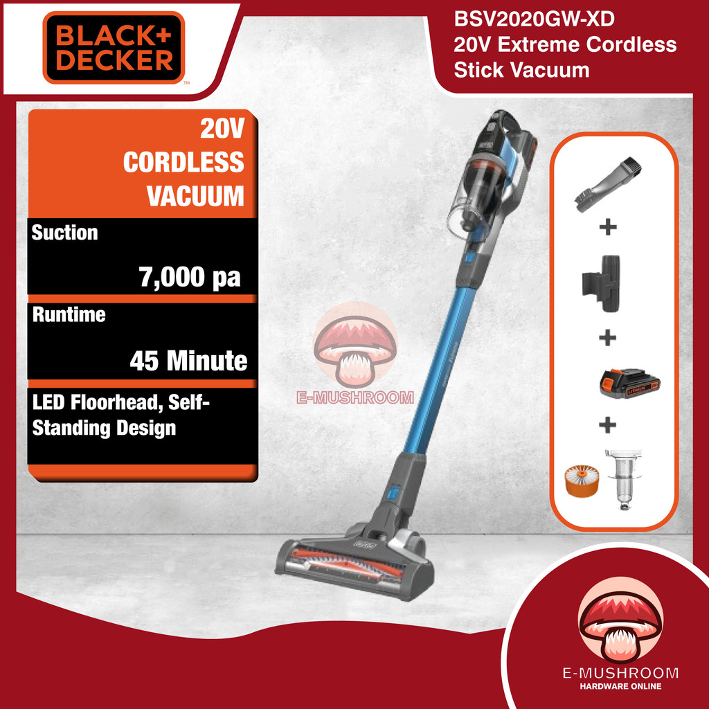 Siyah Deckers POWERSERIES Craftsmans V20 CMCVS001D1 akülü çubuk elektrikli süpür