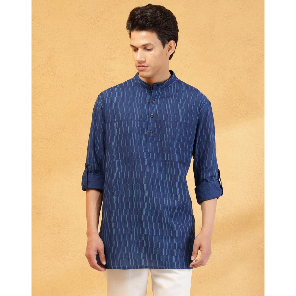 Indigo Dabu Print Slip Kurta