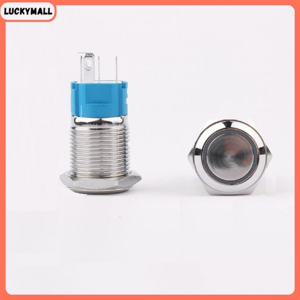 Uxcell DC 12V Blue LED Light 19mm Dia Stainless Steel Momentary Push Button Switch NO