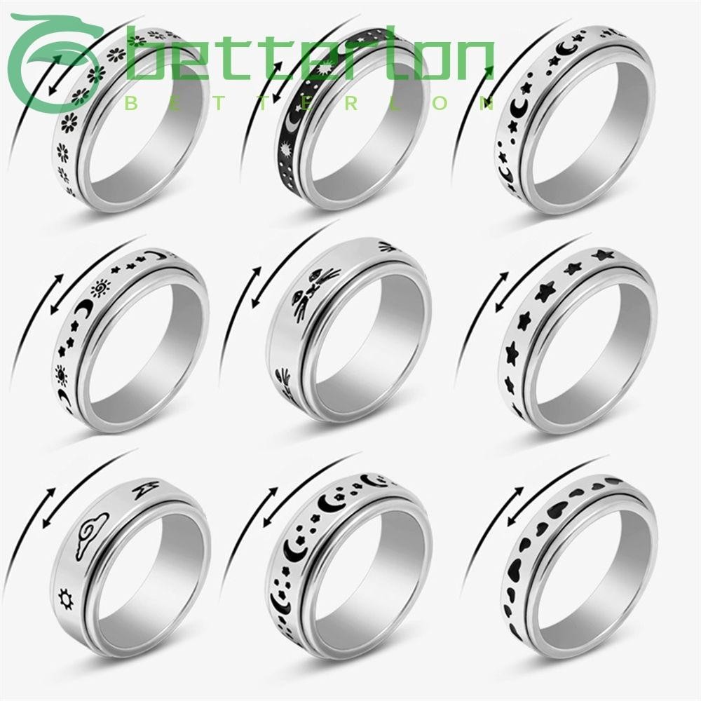 BETTER-LONTIME Anxiety Rings Spinner Anti Stress Jewelry Freely ...
