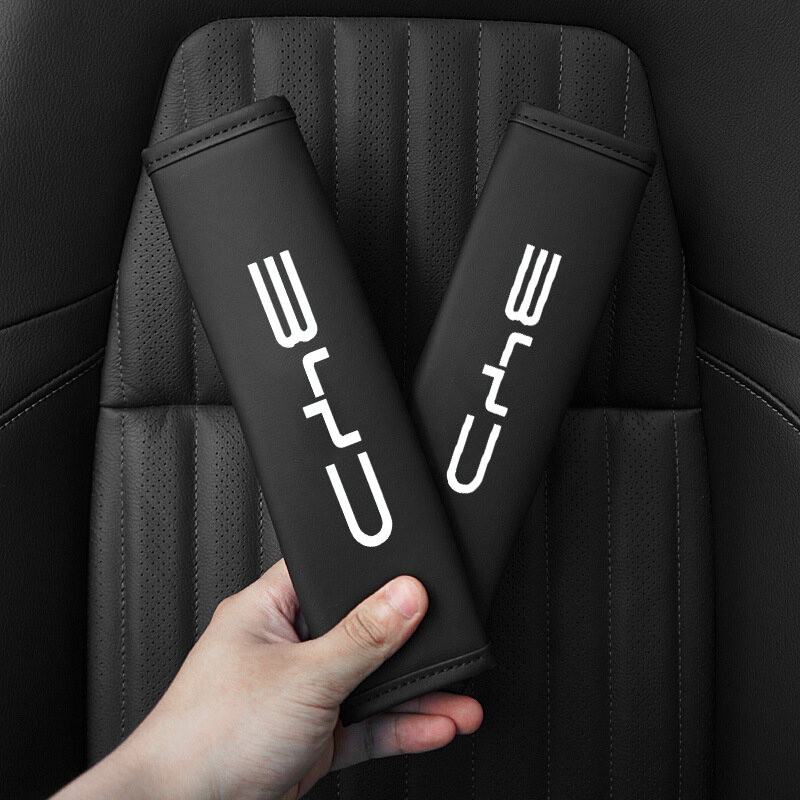 Black Carbon Fiber Look Embroidery For PONTIAC Seat Belt Cover Shoulder Pads X2