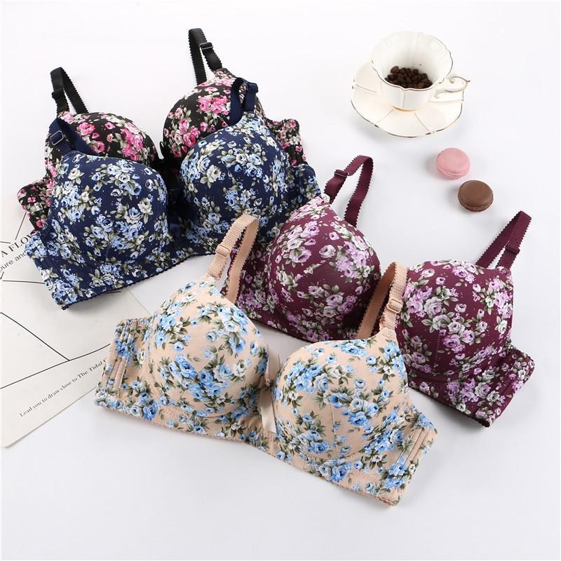 Women Bra With Wired 36-42 Cup BC Full Coverage Floral Polyester Bras ...