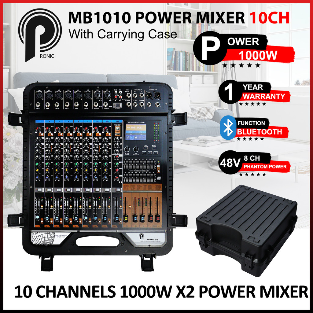 PRONIC 10 Channel Power Mixer with Hard Case 1000W x2 | Shopee Malaysia