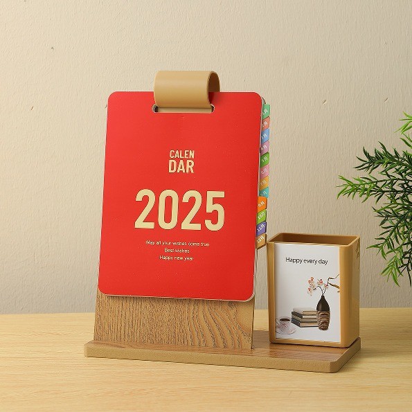 calendar 2024 2025 calendar 2025 Kalendar Meja Pemegang Pena Kayu