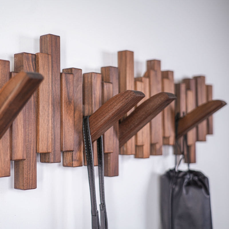 Beech Coat Rack Solid Wood Wall-Mounted Hanger Door Entrance Wall ...