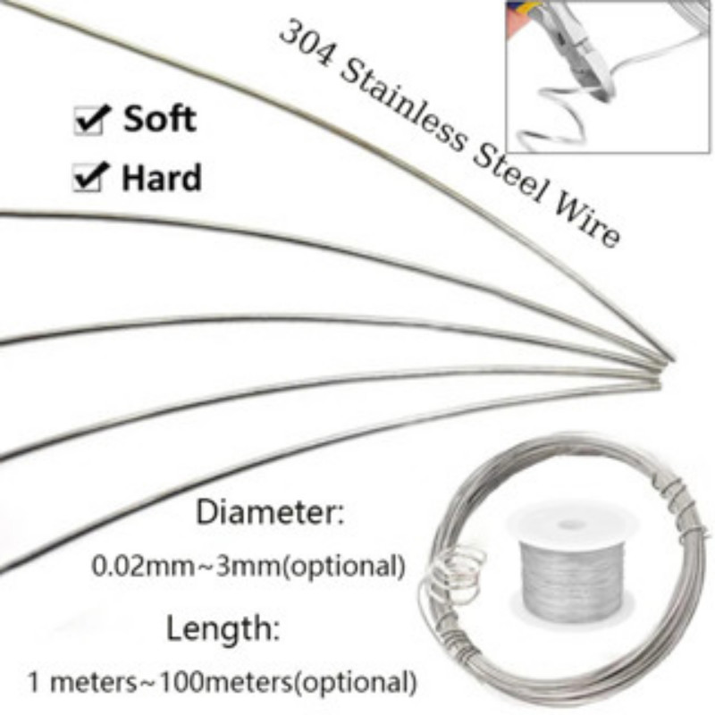 304 Stainlesss Steel Soft/Hard Wire - 1-100 Meters, 0.02-3mm Diameter ...
