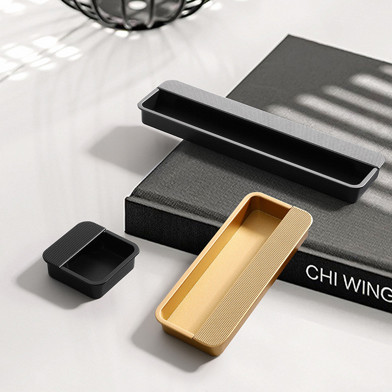 Modern Minimalist Black Recessed Sliding Door Handle Built-In Extended ...