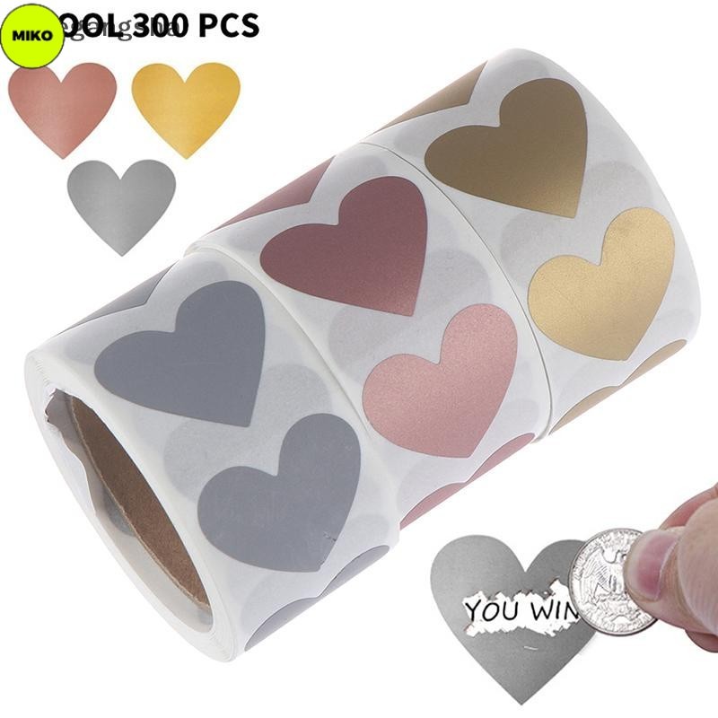 MS 300Pcs/roll Heart Scratch Off Stickers Labels Scratch Sticker Label ...