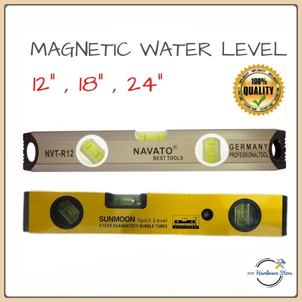 12'' 18'' 24'' MAGNETIC ALUMINIUM WATER SPIRIT LEVEL RULER / TIMBANG ...