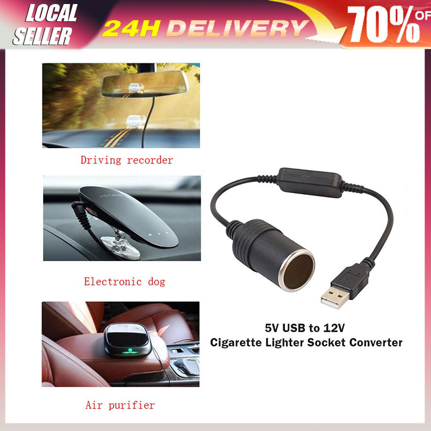 Car Converter Adapter Wired Controller USB 5V to 12V Female Step Up ...
