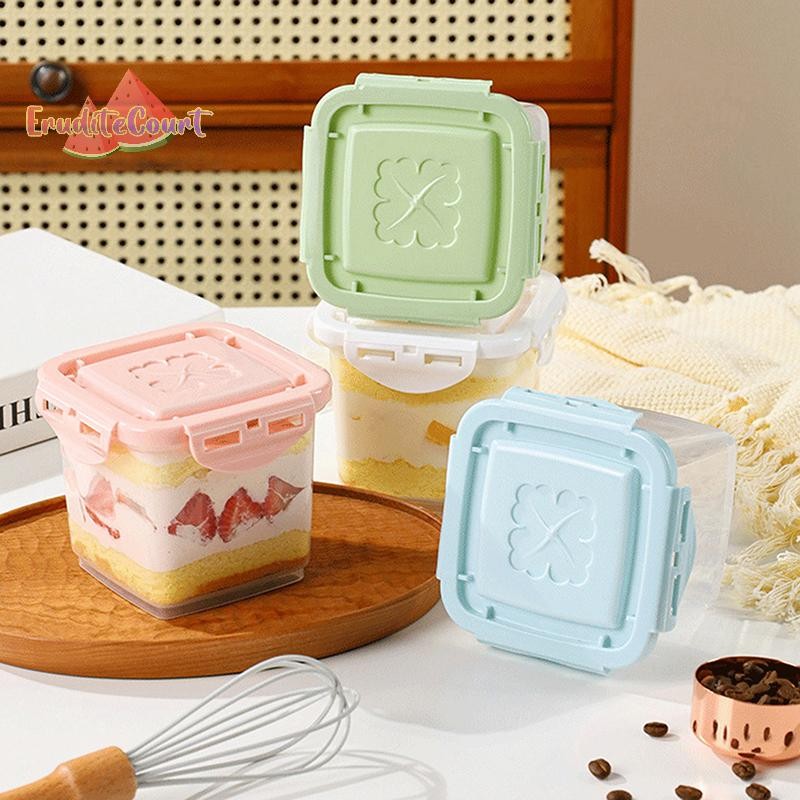 [ECM] Reusable Dessert Box With Lid Transparent Square Cake Container ...